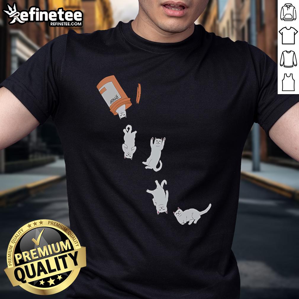 Nice Ripndip Nermal Pills T Shirt Nice Ripndip Nermal Pills T-Shirt featuring a playful graphic of Nermal with colorful pill designs.