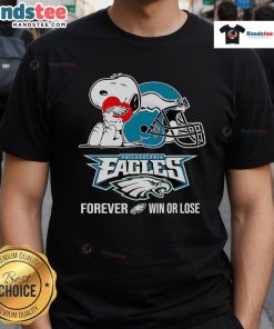 Alt Text: Nice Snoopy Philadelphia Eagles Forever Win Or Lose T-Shirt featuring playful Snoopy design for Eagles fans.