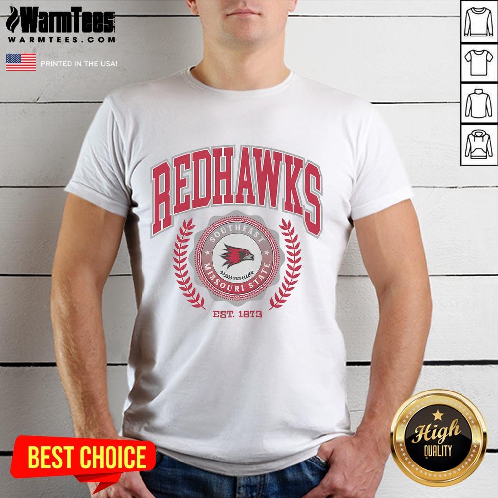 Nice Southeast Missouri State Redhawks Team Crest T Shirt Alt Text: Southeast Missouri State Redhawks team crest t-shirt in vibrant colors, perfect for fans and supporters.