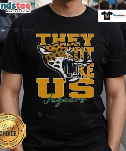 Jacksonville Jaguars NFL football t-shirt featuring 'Nice They Not Like Us' slogan, perfect for fans and game day.