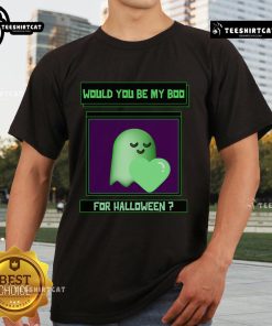 Alt Text: Cute 'Would You Be My Boo For Halloween' ghost t-shirt design, perfect for Halloween love and festive celebrations.