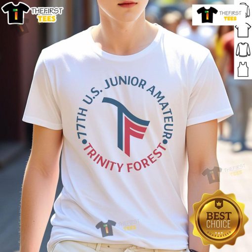 Official 77th US Junior Amateur Trinity Forest T-Shirt featuring a stylish design and logo for golf enthusiasts.