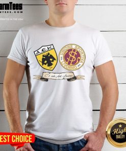Official AEK FC Unione Sportiva Livorno 1915 T-Shirt featuring team logo and vibrant colors for fans and collectors.