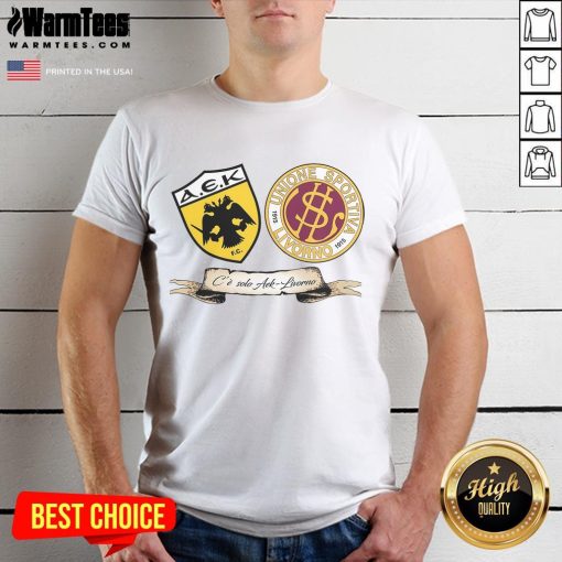 Official AEK FC Unione Sportiva Livorno 1915 T-Shirt featuring team logo and vibrant colors for fans and collectors.