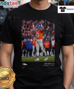 Official Bo Nix Denver Broncos NFL Flash Features Week 18 T-Shirt showcasing vibrant team colors and player graphics.