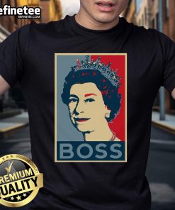 Retro vintage T-shirt featuring Boss Queen Elizabeth design, perfect for fans of royal fashion and vintage style.