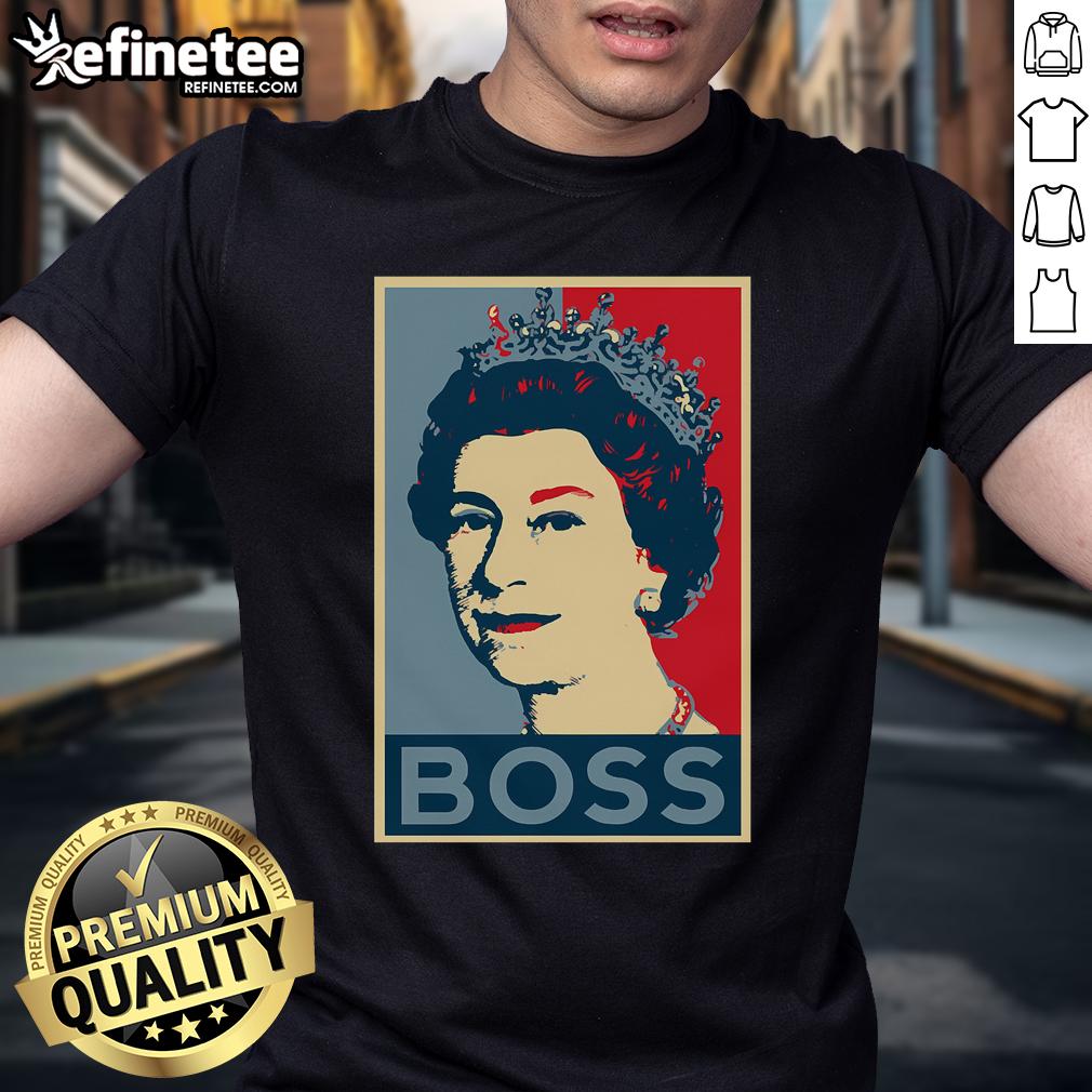 Official Boss Queen Elizabeth Retro Vintage T Shirt Retro vintage T-shirt featuring Boss Queen Elizabeth design, perfect for fans of royal fashion and vintage style.
