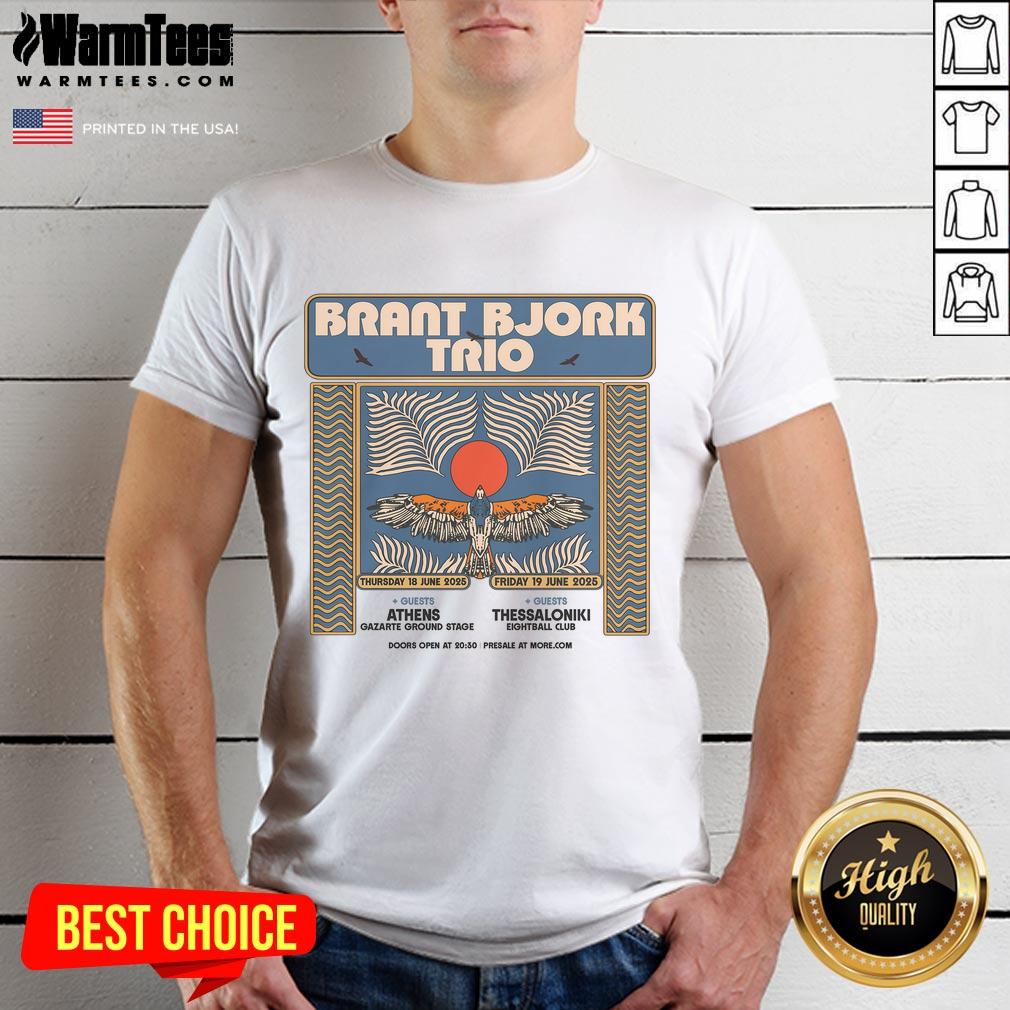 Official Brant Bjork Trio June 18 19 2025 Tour T Shirt Official Brant Bjork Trio June 18-19 2025 Tour T-Shirt featuring vibrant graphics and tour dates, perfect for fans.