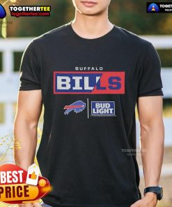 Official Bud Light Buffalo Bills Team T-Shirt featuring team logo and colors, perfect for fans and game day wear.