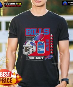 Official Buffalo Bills Bud Light Billieve T-Shirt featuring team colors and logo, perfect for fans and game day.