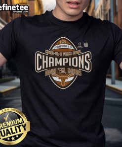 Alt Text: Official College Football Playoff Texas Chick Fil A Peach Bowl Champions T-Shirt featuring team logo and vibrant design.