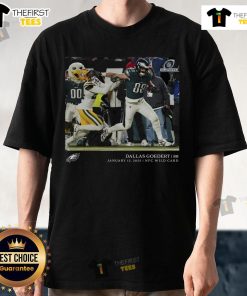 Official Dallas Goedert Philadelphia Eagles NFL Flash Features Wild Card T-Shirt in vibrant green with team logo.