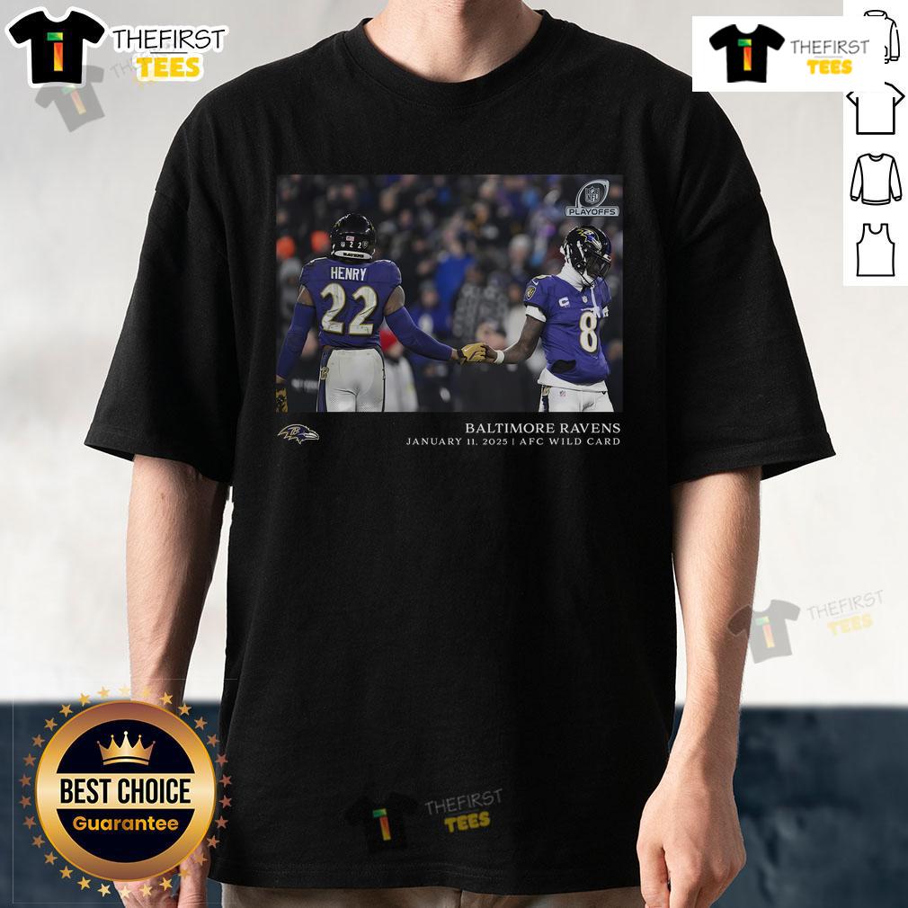 Official Derrick Henry Baltimore Ravens Nfl Flash Features Wild Card T Shirt Alt Text: Derrick Henry Baltimore Ravens NFL Flash Features Wild Card T-Shirt showcasing vibrant design and team logo.