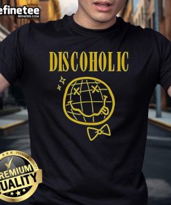 Alt Text: Official Discoholic Smells Like Disco Fever T-Shirt featuring vibrant colors and retro disco graphics.