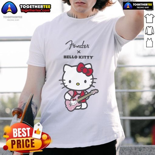 Alt Text: Official Fender X Hello Kitty Front Logo T-Shirt featuring a playful design with iconic logos and vibrant colors.