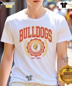 Alt Text: Official Ferris State Bulldogs team crest t-shirt featuring bold logo design, perfect for fans and alumni.
