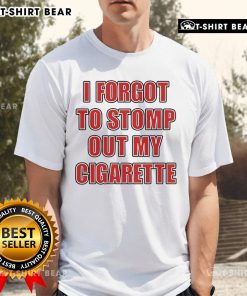 Alt Text: Official Grimykids I Forgot To Stomp Out My Cigarette T-Shirt featuring bold graphic design on a black background.