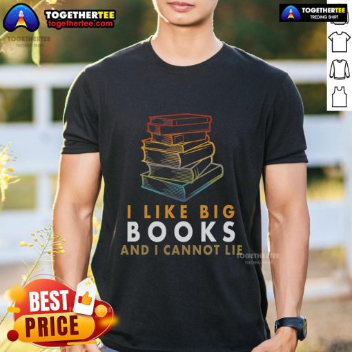 Official I Like Big Books And I Cannot Lie Retro T-Shirt featuring bold typography on a stylish, vintage-inspired design.