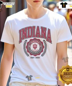 Official Indiana Hoosiers Team Crest T-Shirt featuring vibrant logo, perfect for fans and alumni of the Hoosiers.