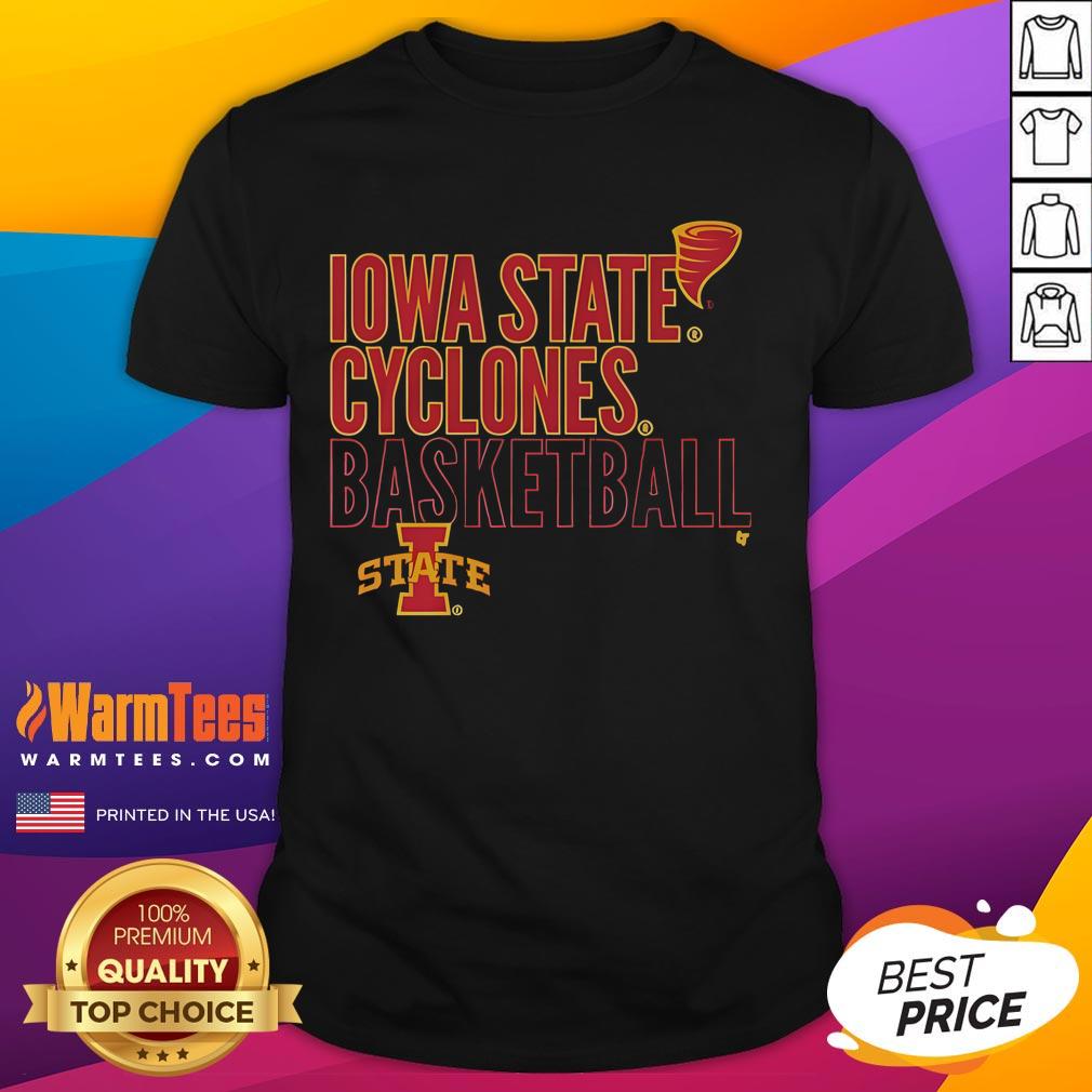 Official Iowa State Cyclones Basketball Text Logo Overlay T Shirt Alt Text: Official Iowa State Cyclones Basketball Text Logo Overlay T-Shirt featuring vibrant team colors and logo design.