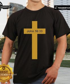 Official Jesus Won John 16:33 T-Shirt featuring inspirational design and scripture for faith-based apparel lovers.