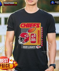 Official Kansas City Chiefs Bud Light Kingdom T-Shirt featuring team logo and vibrant colors, perfect for fans.