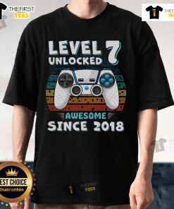 Official Level 7 Unlocked Gamer Controller T-Shirt for 7th Birthday, celebrating awesome gaming since 2018.
