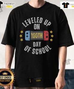 Alt Text: Official Leveled Up On 100th Day of School Gamer T-Shirt showcasing fun design for 100 Days of School celebrations.