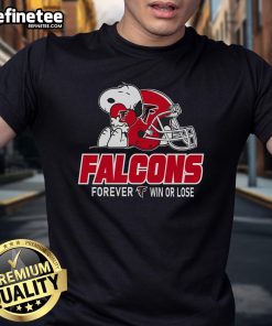 Alt Text: Official NFL Peanuts Movie Snoopy Forever Win or Lose Football T-Shirt featuring Atlanta Falcons logo.