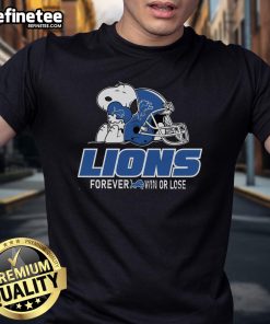 Official NFL Peanuts Movie Snoopy Forever Win or Lose Football T-Shirt featuring Detroit Lions design.