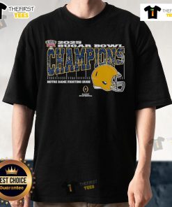 Official Notre Dame Fighting Irish 2025 Sugar Bowl Champions T-Shirt showcasing college football playoff victory design.