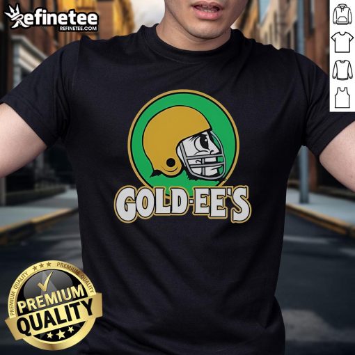 Alt Text: Official Notre Dame Fighting Irish Gold-Ee'S T-Shirt showcasing vibrant team colors and logo for fans and supporters.
