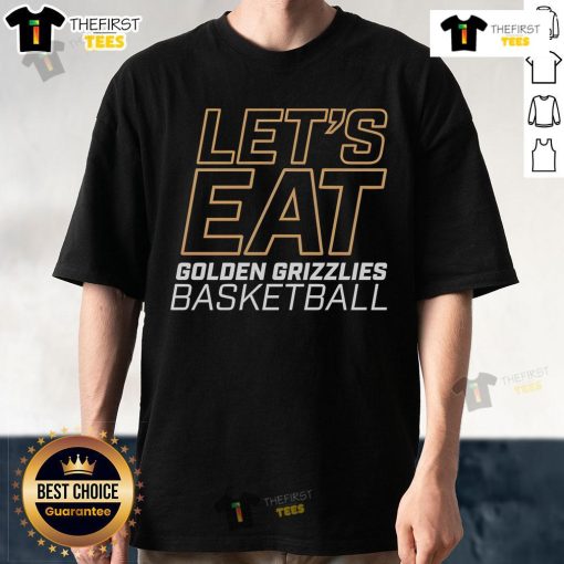 Official Oakland Athletics 'Let's Eat' Golden Grizzlies Basketball T-Shirt featuring team colors and logo design.