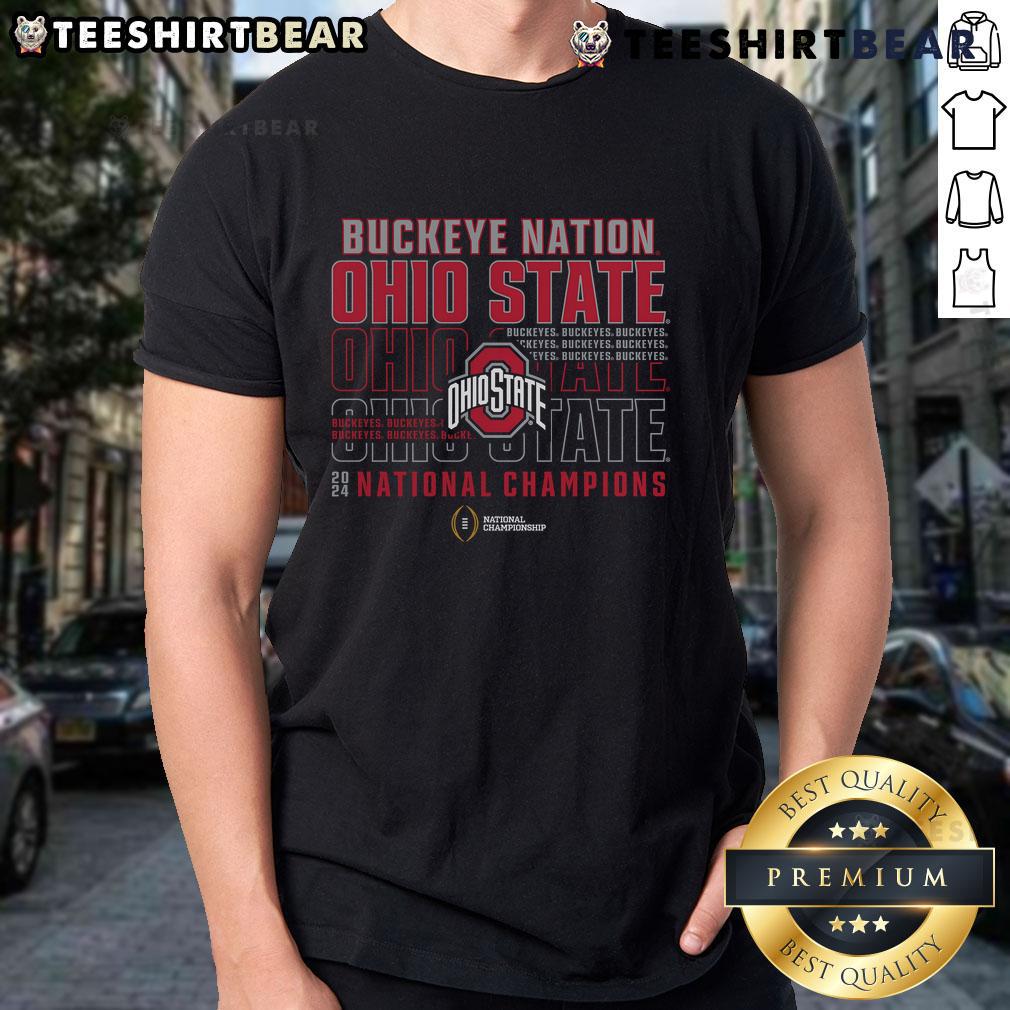 Official Ohio State Buckeyes Fanatics College Football Playoff 2024 National Champions Slogan T-Shirt Ohio State Buckeyes Fanatics T-Shirt celebrating 2024 College Football Playoff National Champions with bold slogan design.