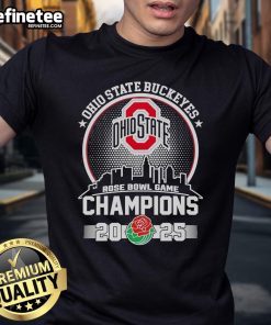 Official Ohio State Buckeyes Rose Bowl Game Champions 2025 T-Shirt featuring bold team graphics and celebratory design.