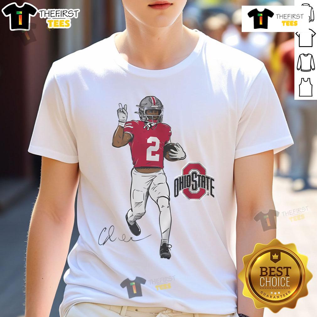Official Ohio State Football Caleb Downs Superstar Pose T Shirt Ohio State Football Caleb Downs Superstar Pose T-Shirt showcasing a bold design perfect for fans and athletes.