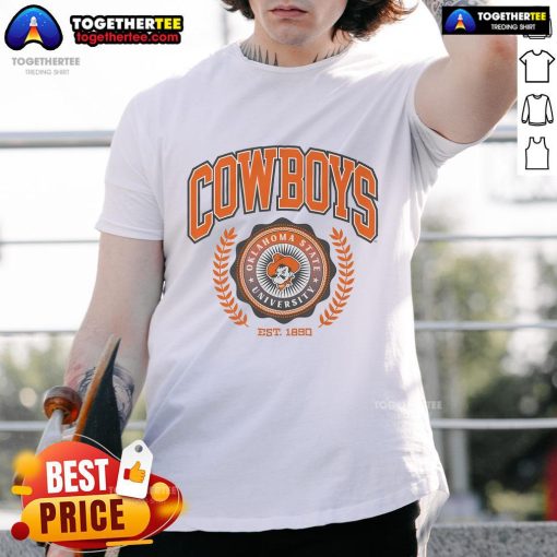 Official Oklahoma State Cowboys Team Crest T-Shirt featuring the iconic logo, perfect for fans and game day attire.