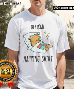 Alt Text: Official Sleeping Capybara Napping Shirt T-Shirt featuring a cute capybara graphic, perfect for animal lovers and comfy wear.