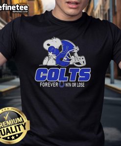 Official Snoopy Love Indianapolis Colts Football Forever T-Shirt for fans, showcasing team spirit for 2024, win or lose.