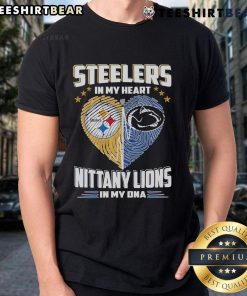 Official Steelers In My Heart Nittany Lions In My DNA T-Shirt featuring team logos and a stylish design for fans.