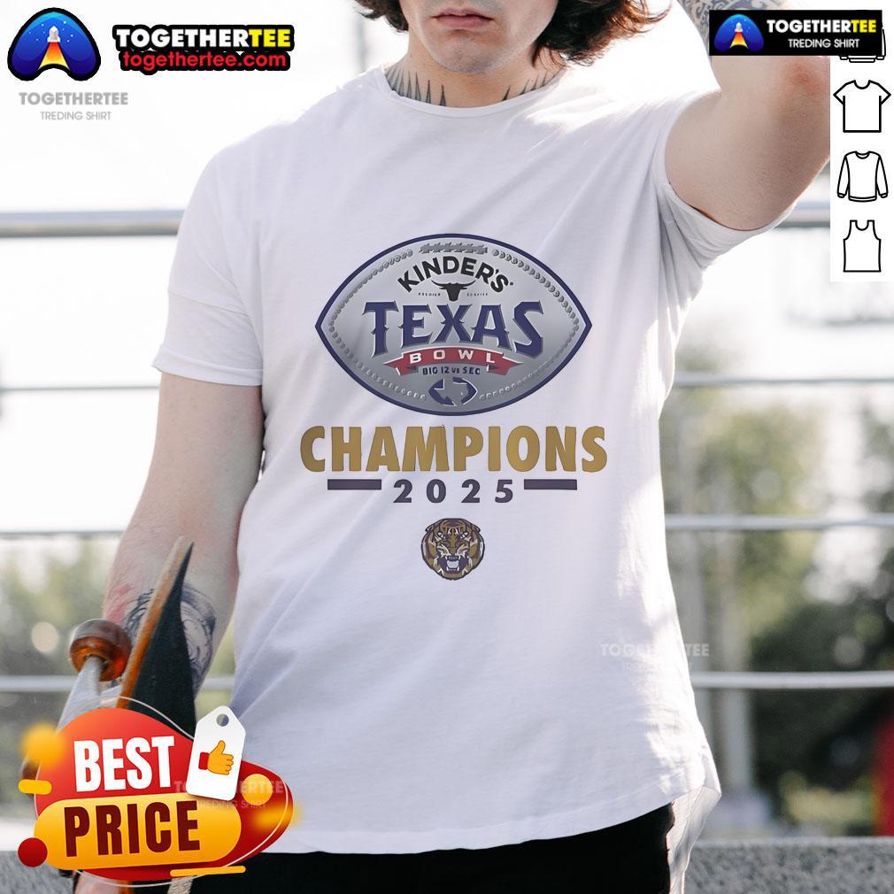 Official Texas Bowl Champions 2025 Lsu Tigers T Shirt Official Texas Bowl Champions 2025 LSU Tigers T-Shirt featuring team logo and championship design in vibrant colors.