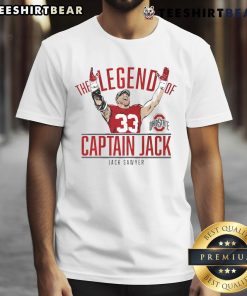 Official The Legend Of Captain Jack Sawyer Ohio State Buckeyes T-Shirt featuring bold team graphics and vibrant colors.
