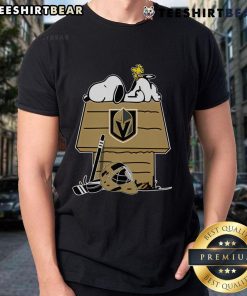 Alt Text: Official Vegas Golden Knights NHL hockey T-shirt featuring Snoopy and Woodstock from The Peanuts Movie.