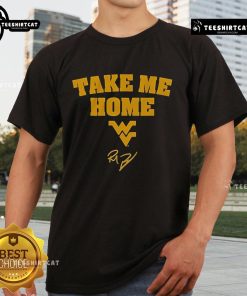 Official West Virginia Football Rich Rodriguez Take Me Home T-Shirt featuring vintage design and team colors.