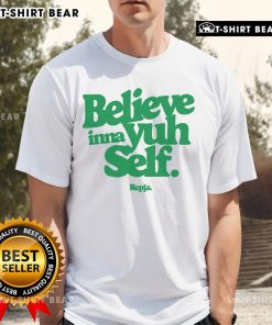 Alt Text: Original Janice Repja Believe Inna Yuh Self T-Shirt featuring bold lettering and vibrant colors for self-empowerment.