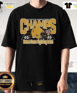 Notre Dame Fighting Irish Football 2025 Allstate Sugar Bowl Champions T-Shirt featuring vibrant team colors and logo.