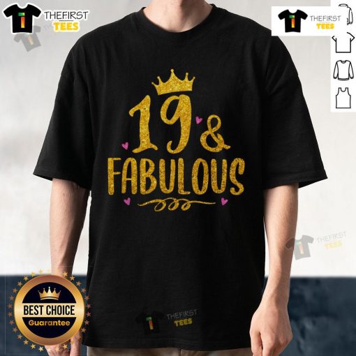 Premium 19 Years Old and Fabulous 19th Birthday T-Shirt design featuring stylish typography and vibrant colors.