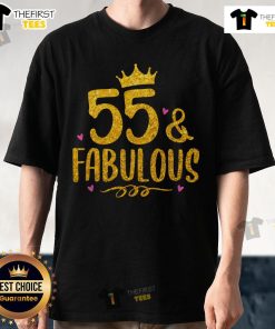 Premium 55 Years Old and Fabulous 55th Birthday T-Shirt design featuring stylish text and vibrant colors for a memorable celebration.
