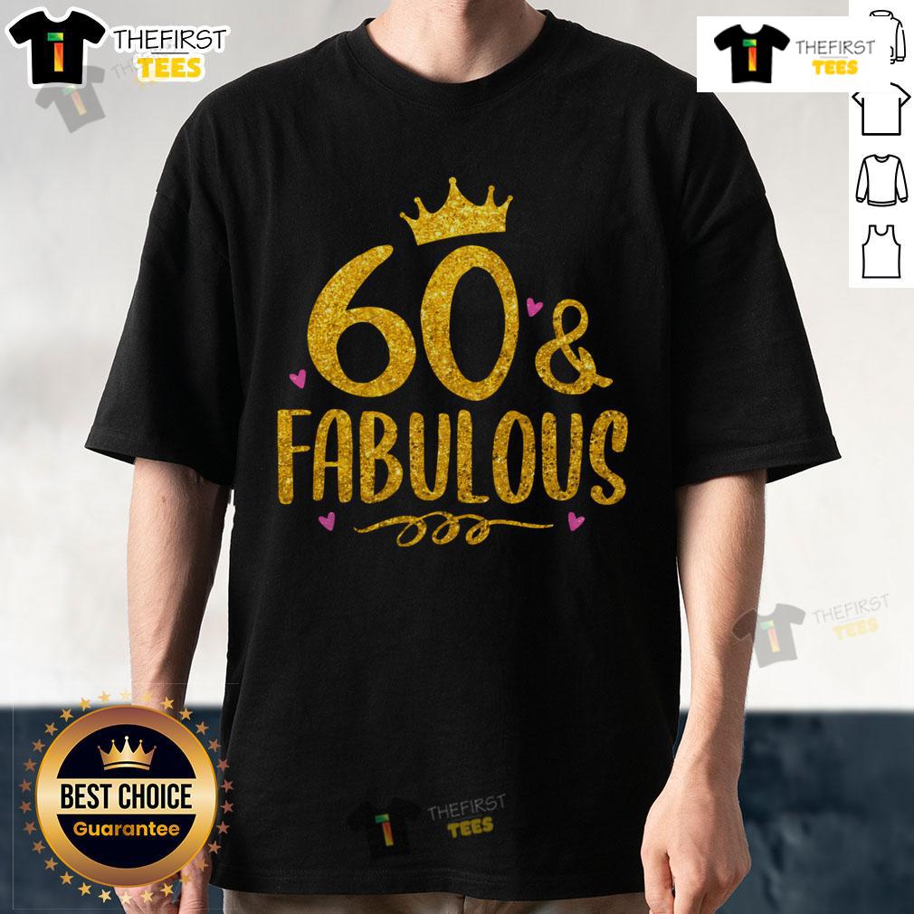 Premium 60 Years Old And Fabulous 60Th Birthday T Shirt Alt Text: Premium 60 Years Old and Fabulous 60th Birthday T-Shirt design featuring vibrant colors and stylish typography.