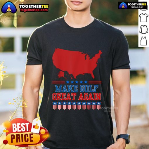 Premium Welcome To America Make Gulf Great Again T-Shirt featuring a bold graphic design and vibrant colors.
